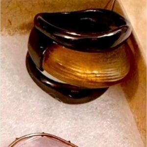 Alexis Bittar amber lucite and gun metal gray ring. sz 6